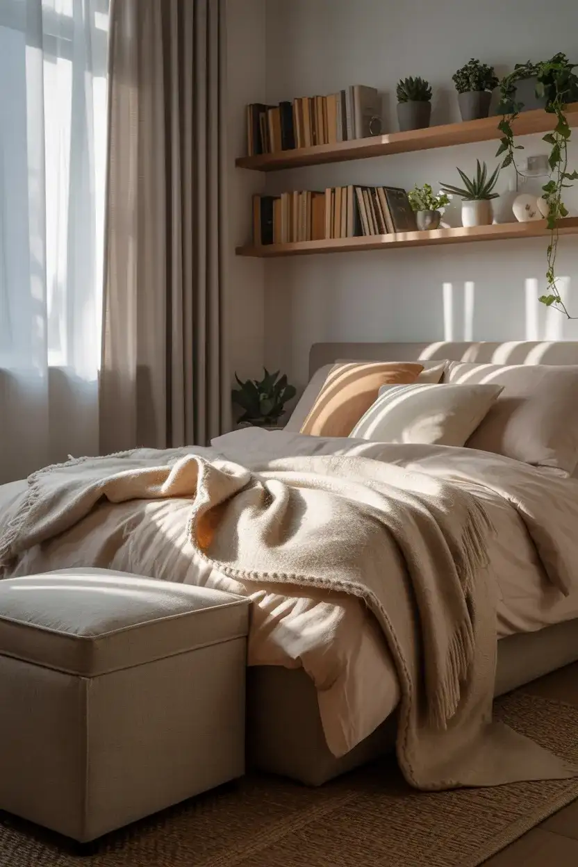 Cozy Apartment Bedroom with Smart Storage Solutions 1