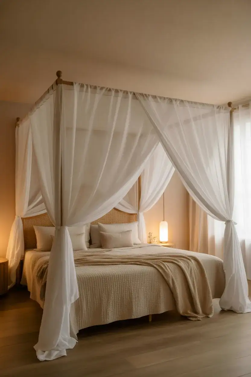 Cozy Elegant Canopy With Sheer Drapes 2