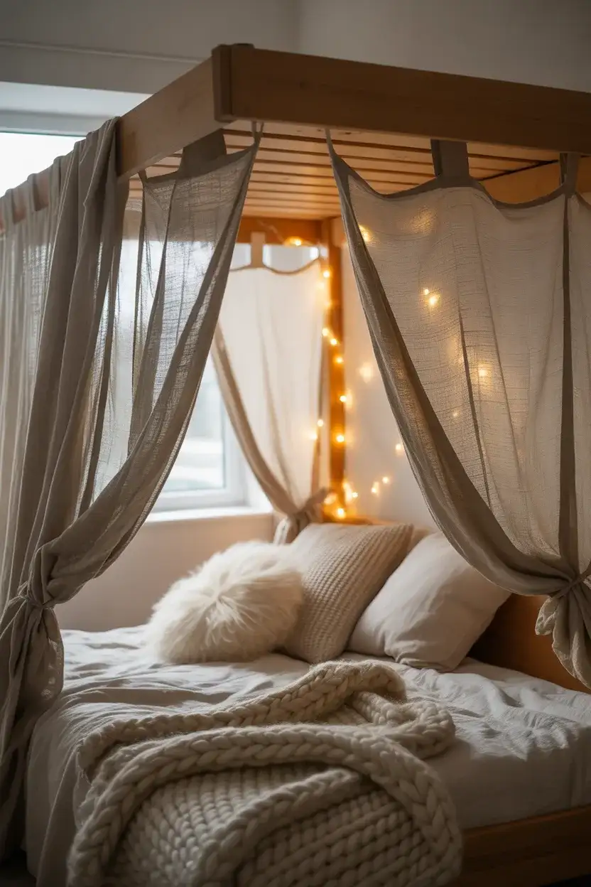 Cozy Loft Bed Nook with Curtains 2