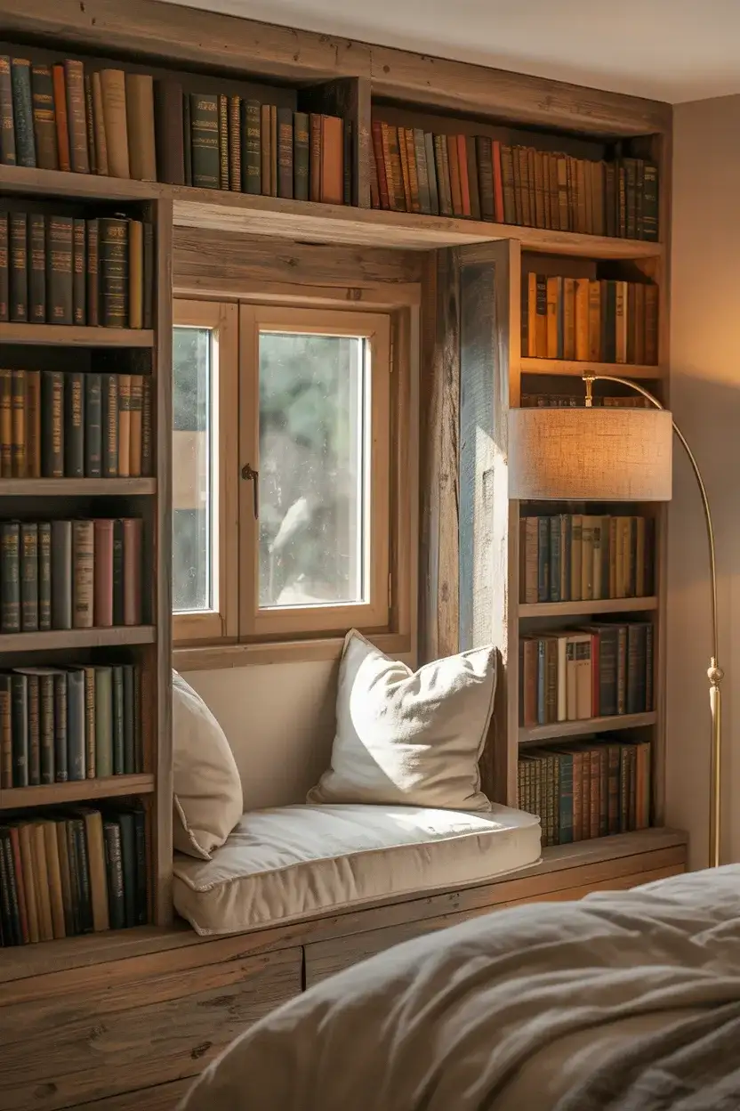 Cozy Reading Nook with Wood Built-Ins 1