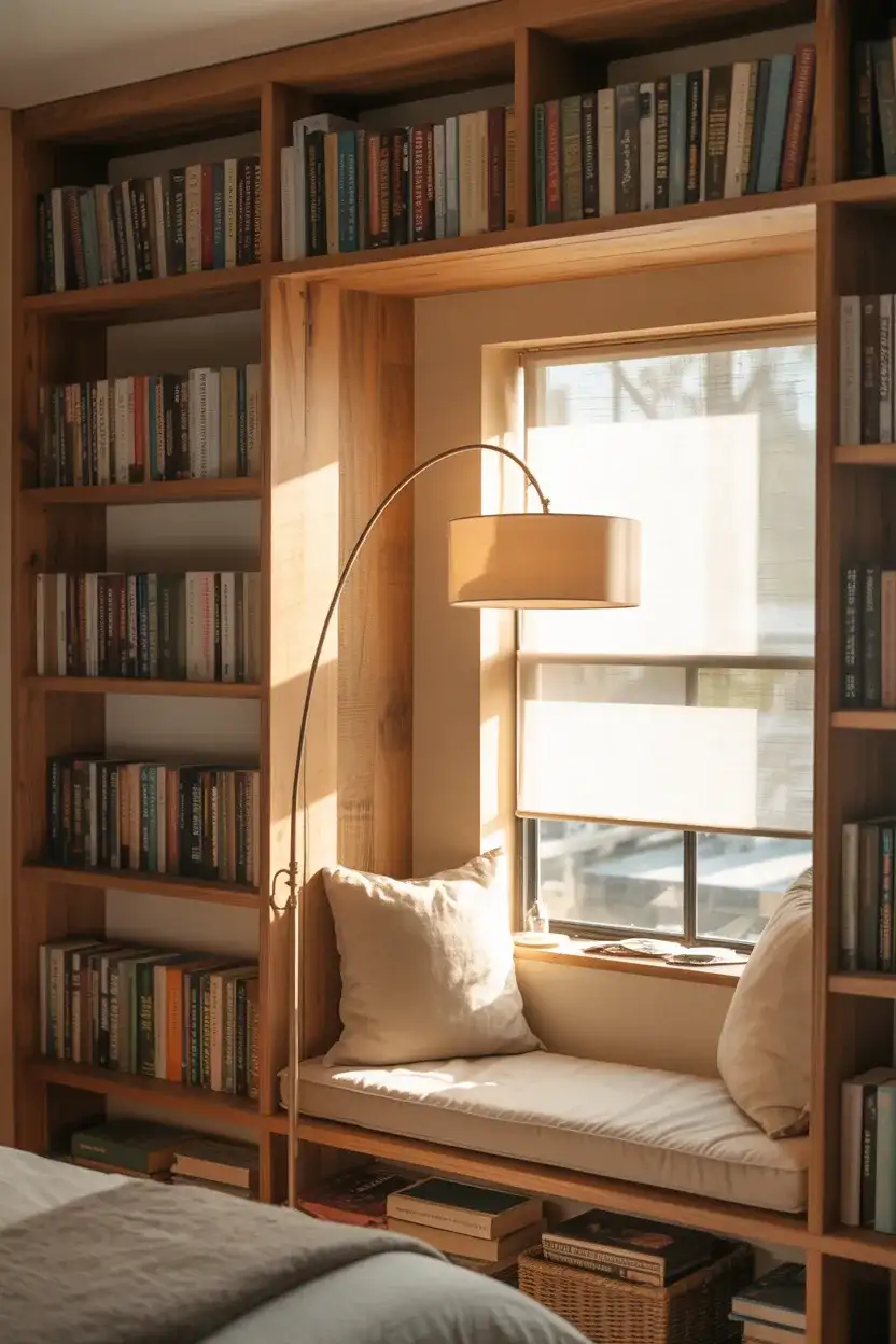 Cozy Reading Nook with Wood Built-Ins 2