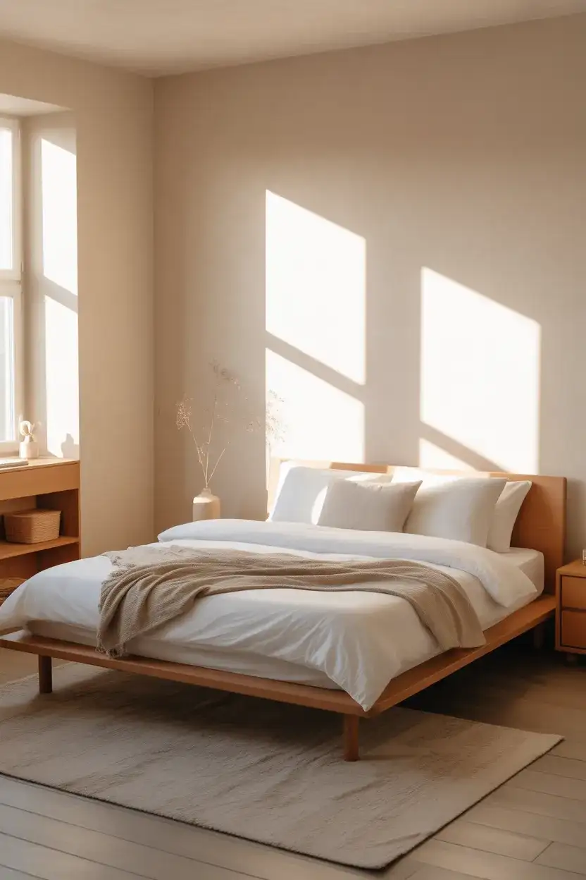 Cozy Simple Platform Bed on Rug 1