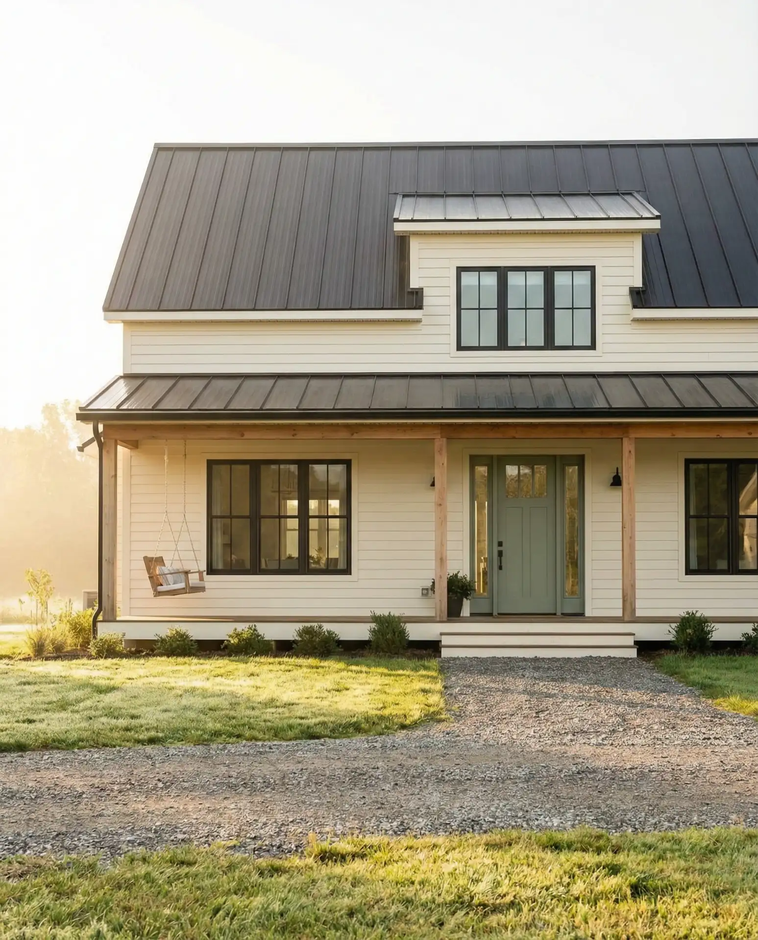 Cream Siding with Soft Green Door 1