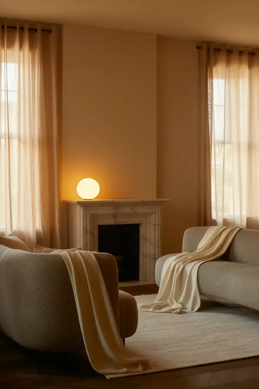 Cream and Grey Soft Romantic Living Room 1