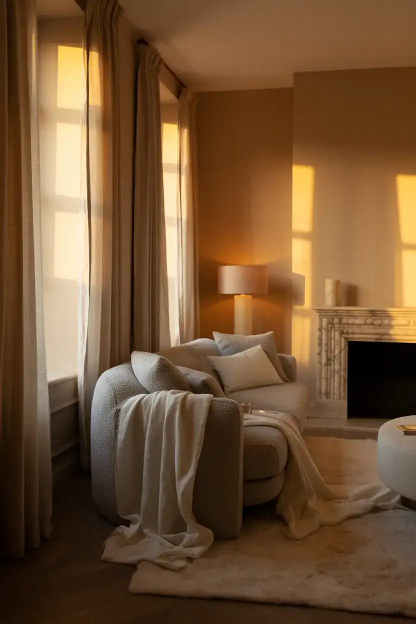 Cream and Grey Soft Romantic Living Room 2