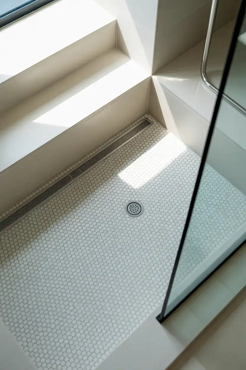 Curbless Entry with Penny Round Tile 1