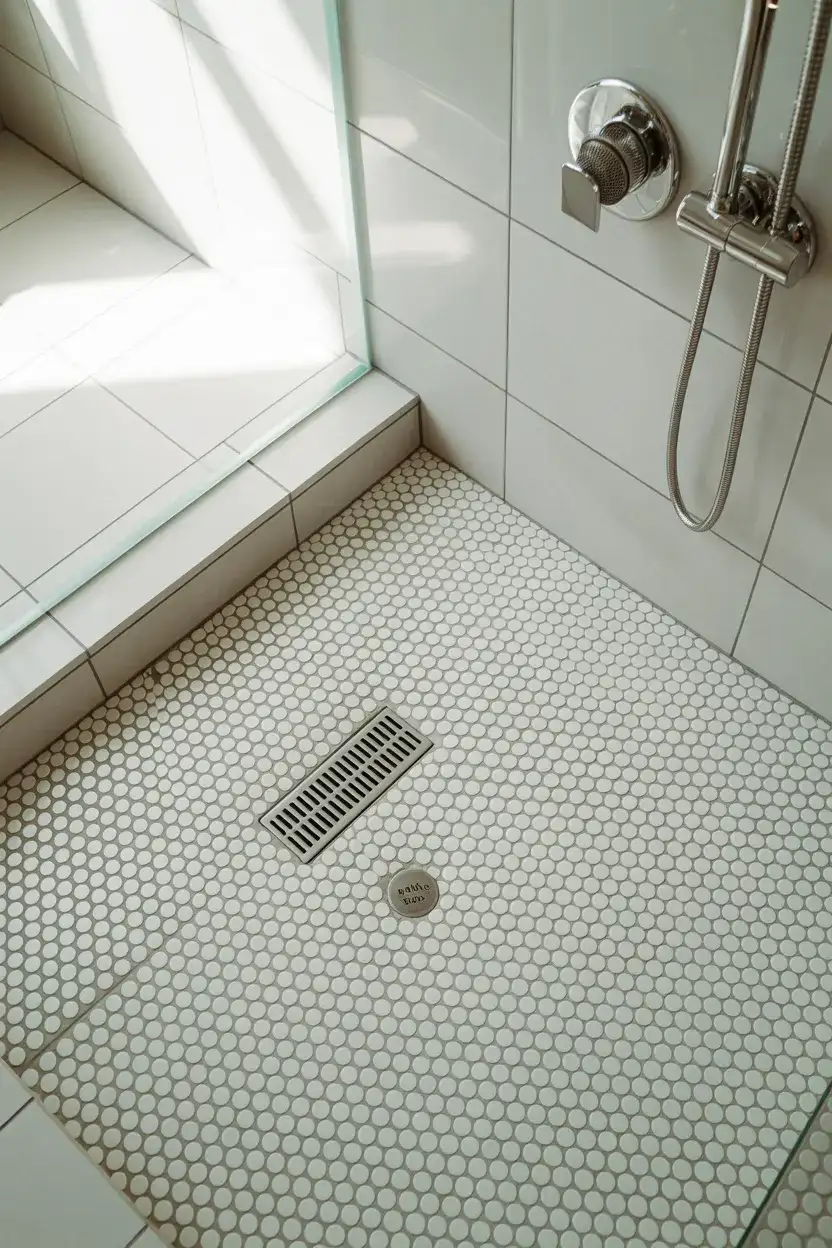 Curbless Entry with Penny Round Tile 2