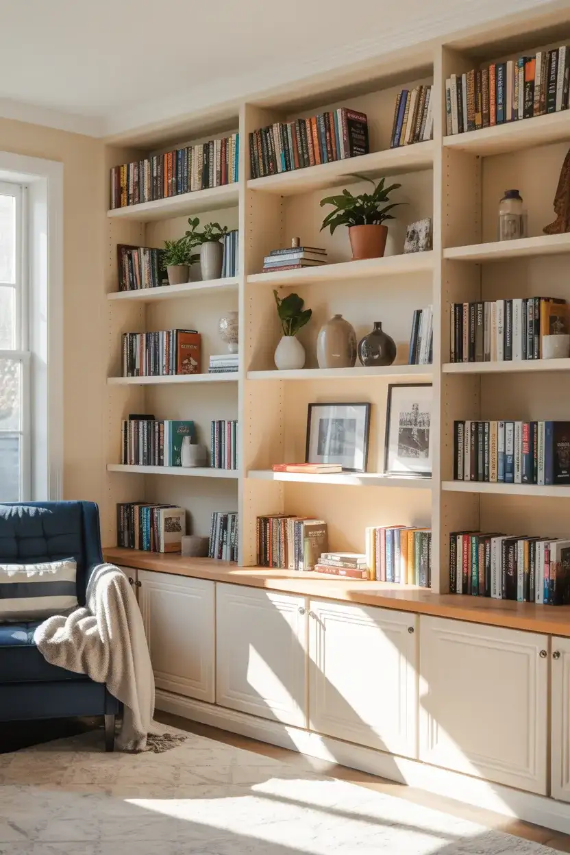 DIY Built-In Bookshelf Wall 1