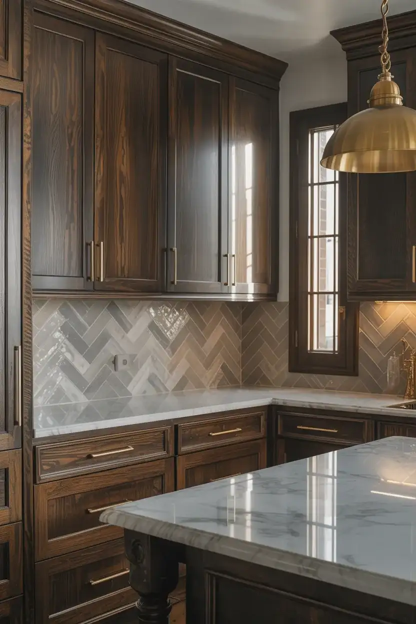 Dark Stain Color on White Oak Cabinets 1