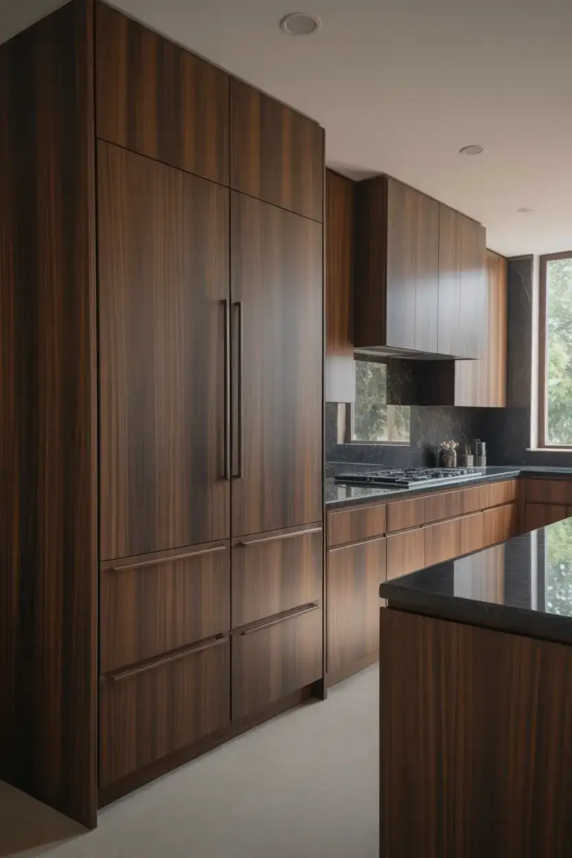 Dark Wood Cabinets With Integrated Appliances 1