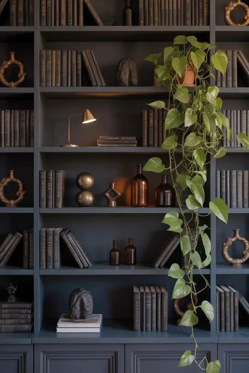 Dark and Moody Shelf Styling 1