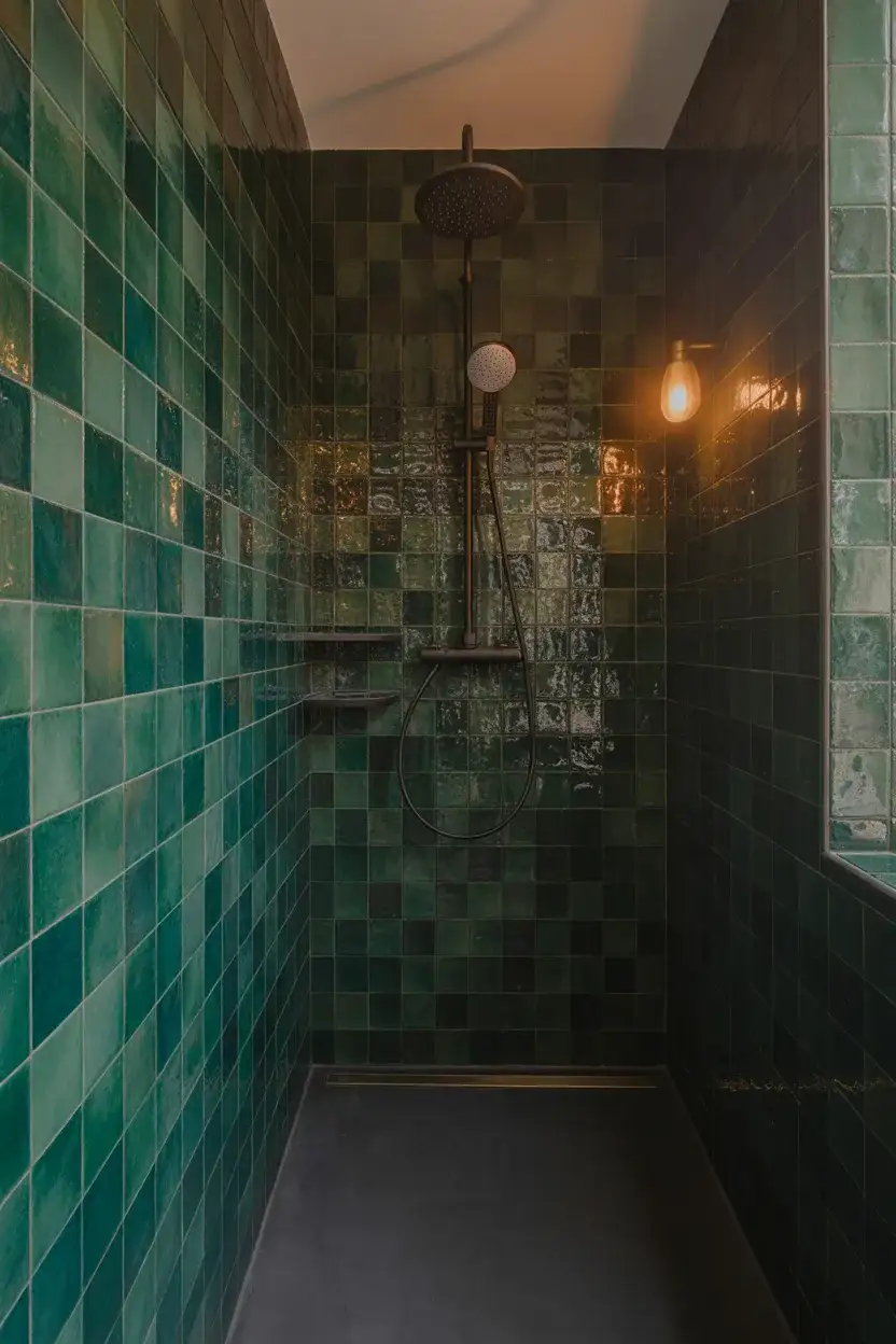 Dark and Moody Walk-In with Zellige Tile 1