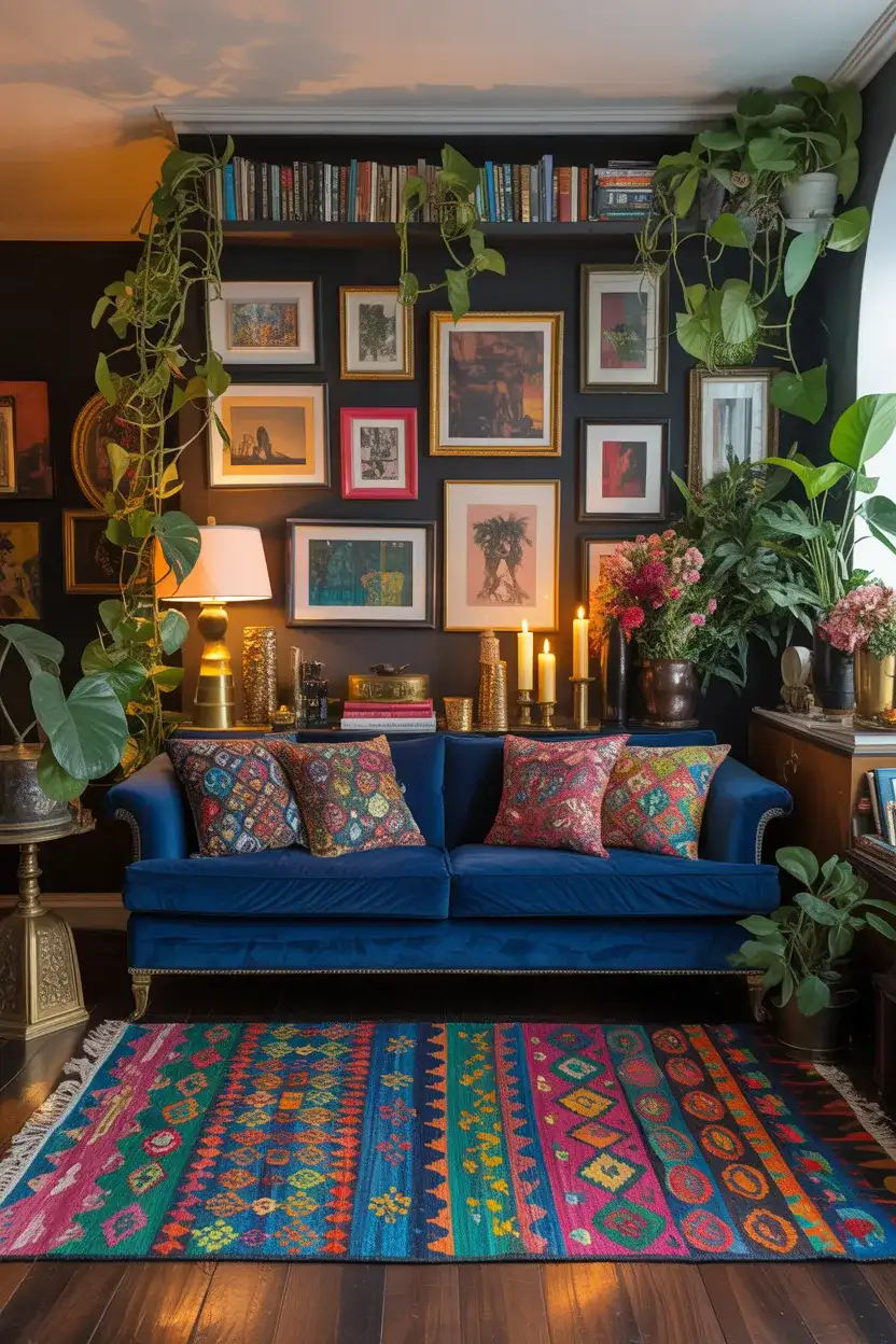 Deep Blue Velvet Maximalist Decor 2