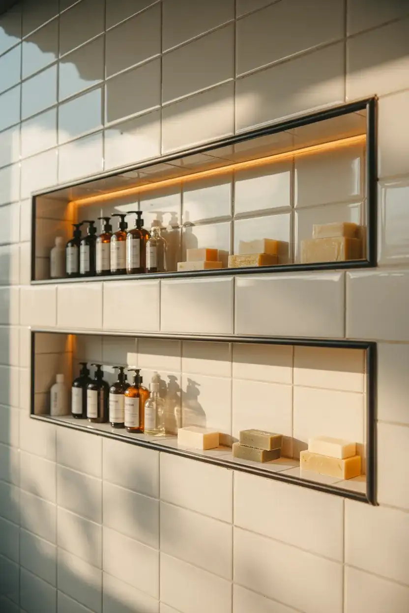Double Shampoo Niche with LED Strip 1