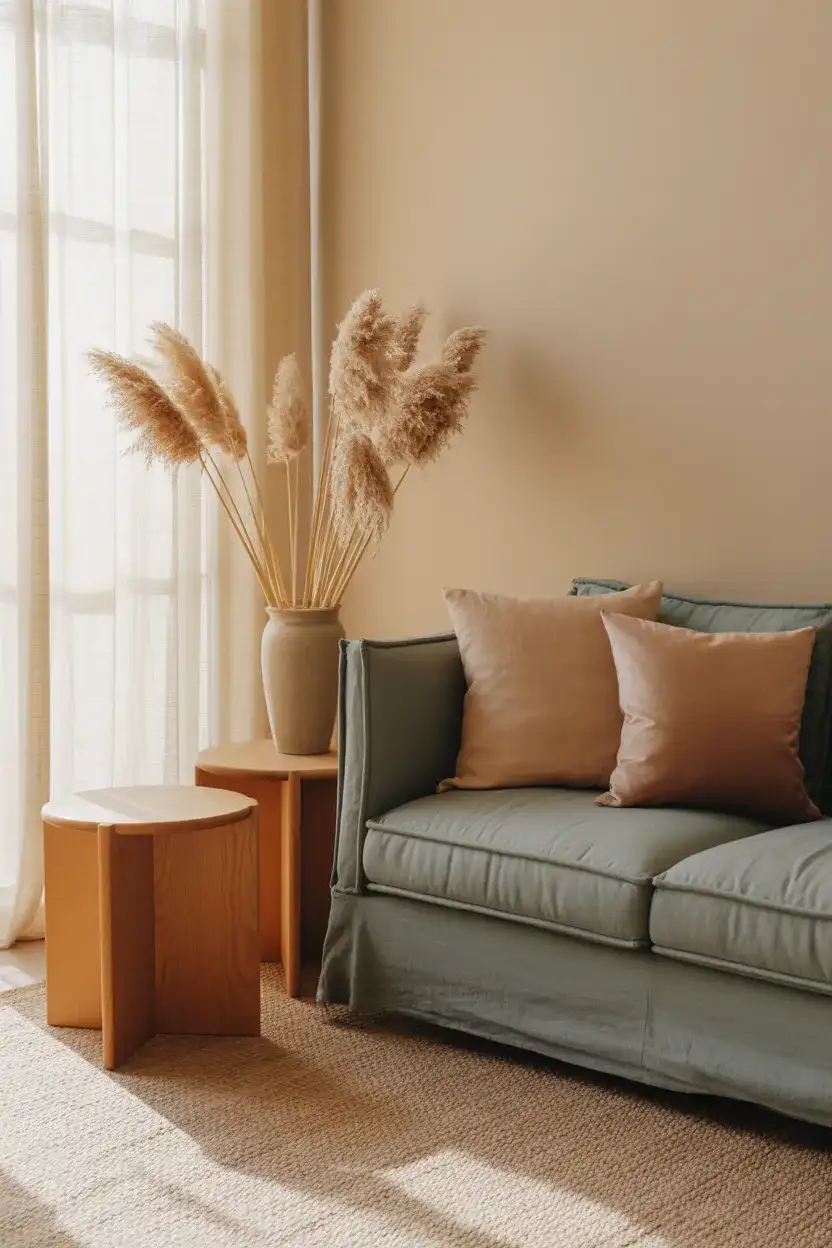 Dusty Blue and Beige Neutral Living Room 2