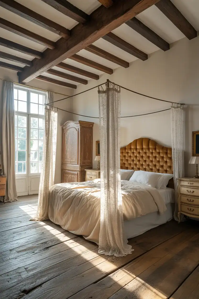 Elegant Beamed Ceiling Bedroom 1