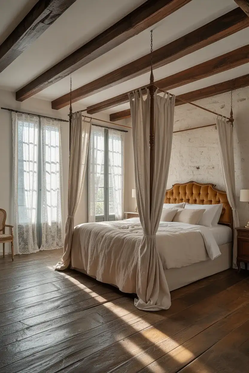 Elegant Beamed Ceiling Bedroom 2