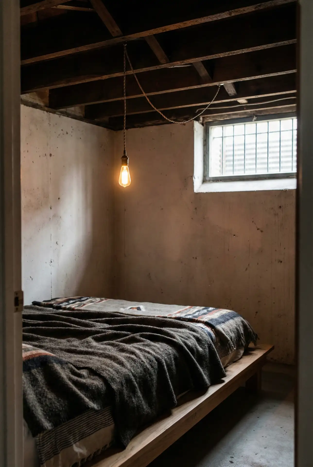 Exposed Beam Ceiling In An Unfinished Layout 2
