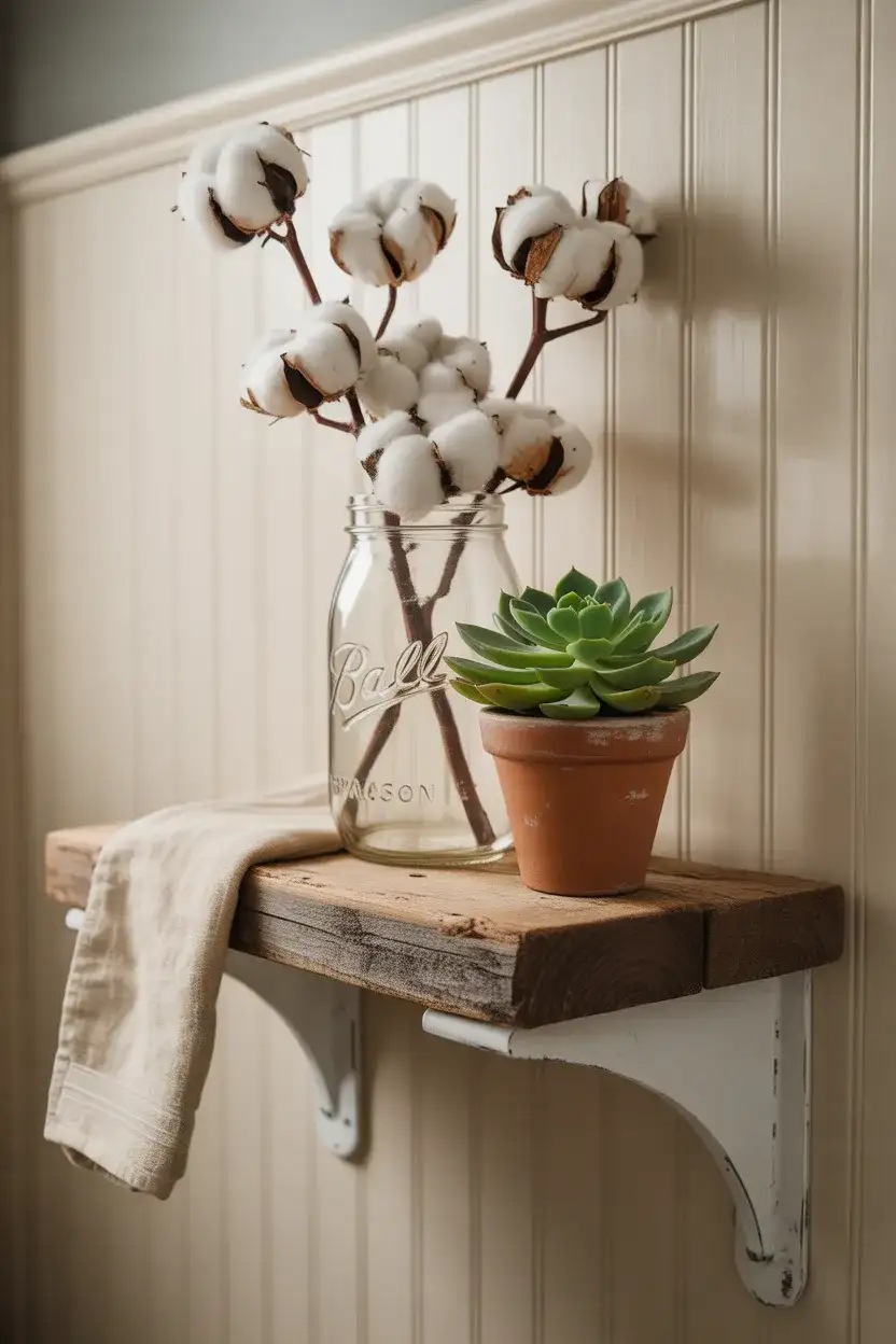 Farmhouse Bathroom Shelf with Rustic Charm 1