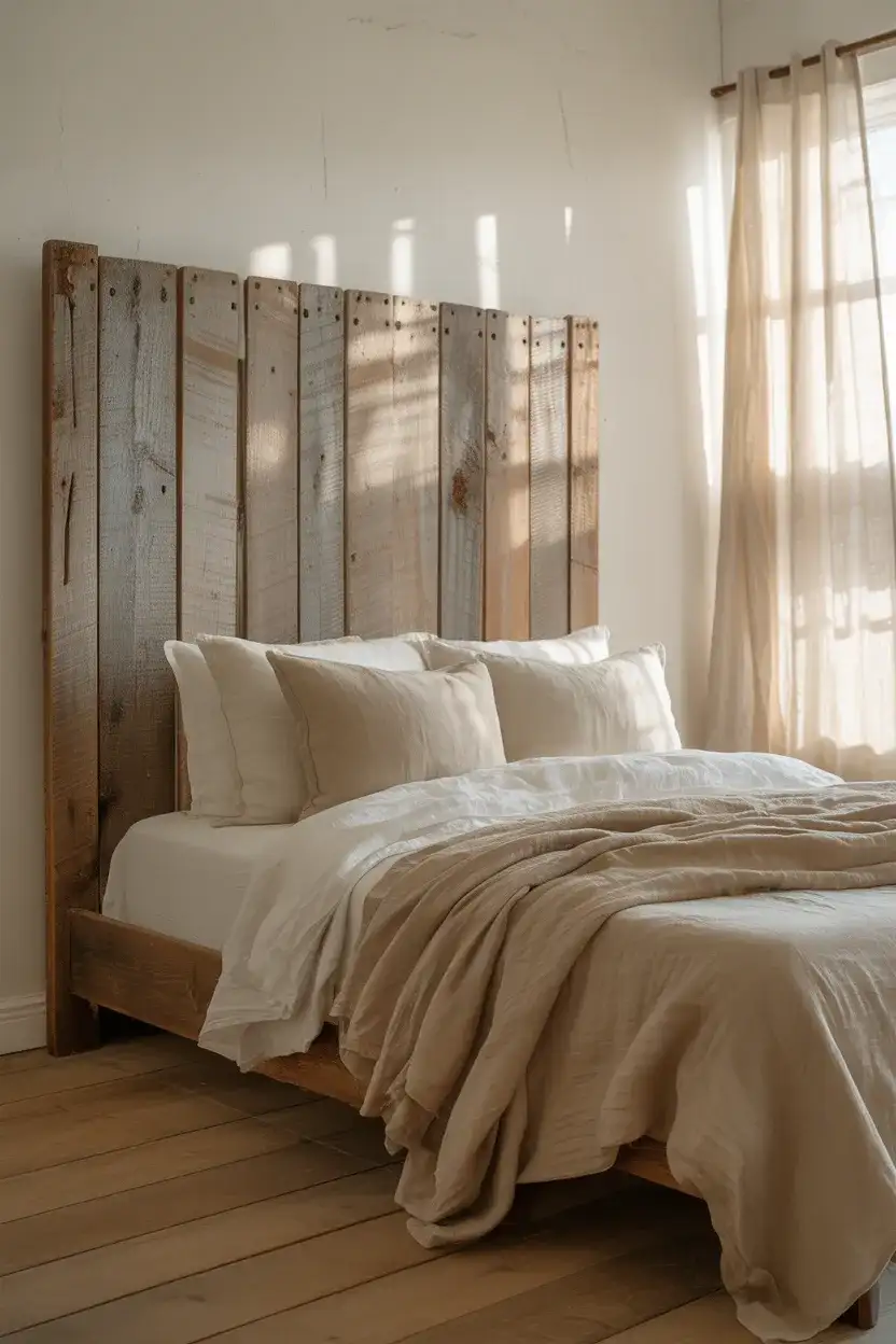 Farmhouse Bedroom with Linen and Reclaimed Wood 2