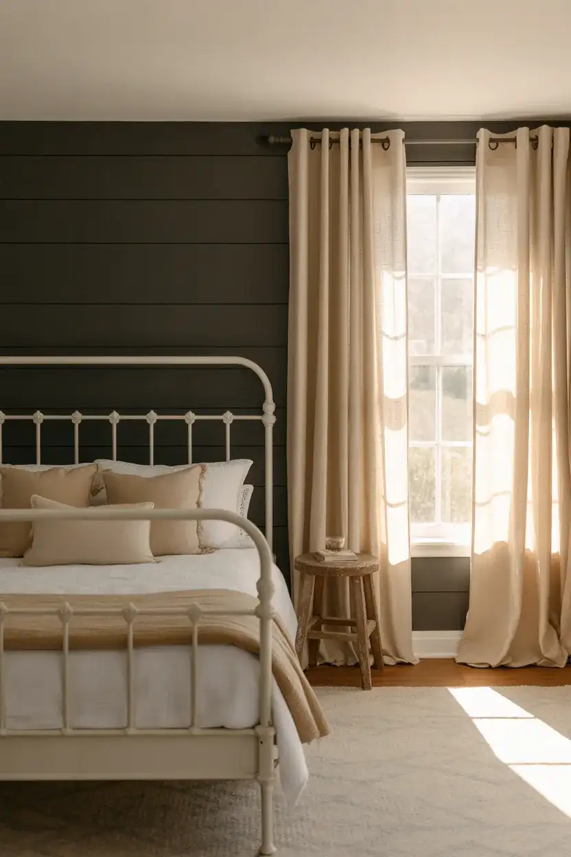 Farmhouse Black Accent Wall With Shiplap Texture 2