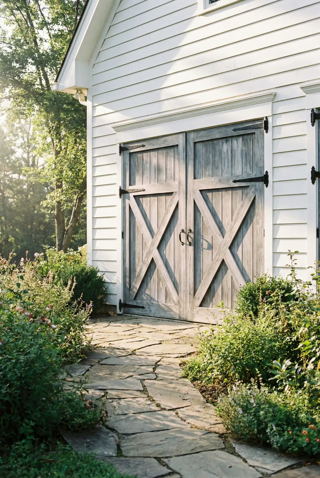 Farmhouse-Style Wooden Garage Doors 1