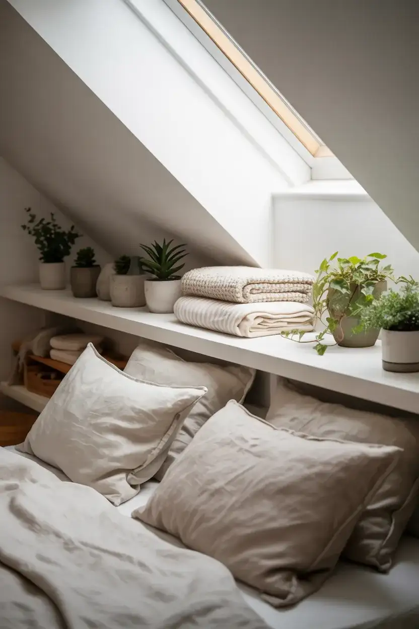Floating Shelves Along Sloped Ceilings 1