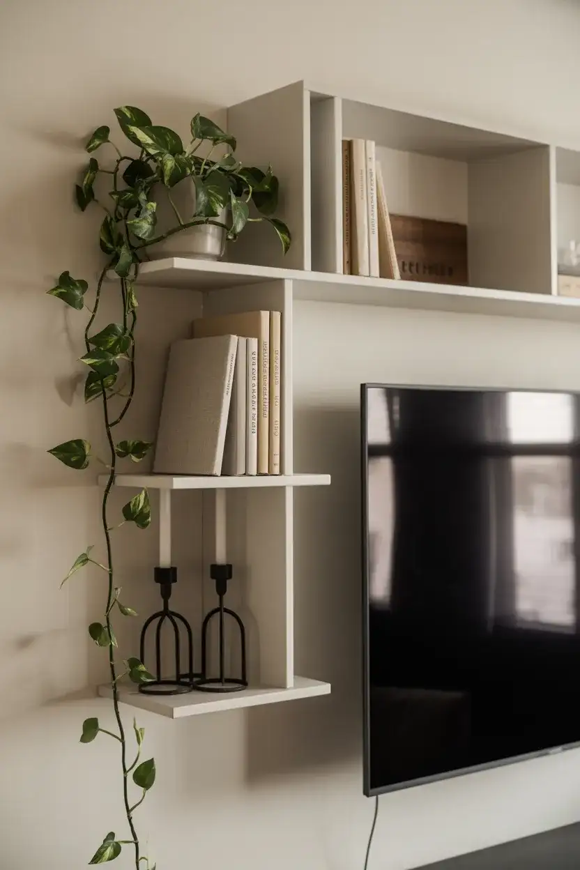 Floating Shelves Around the TV 2