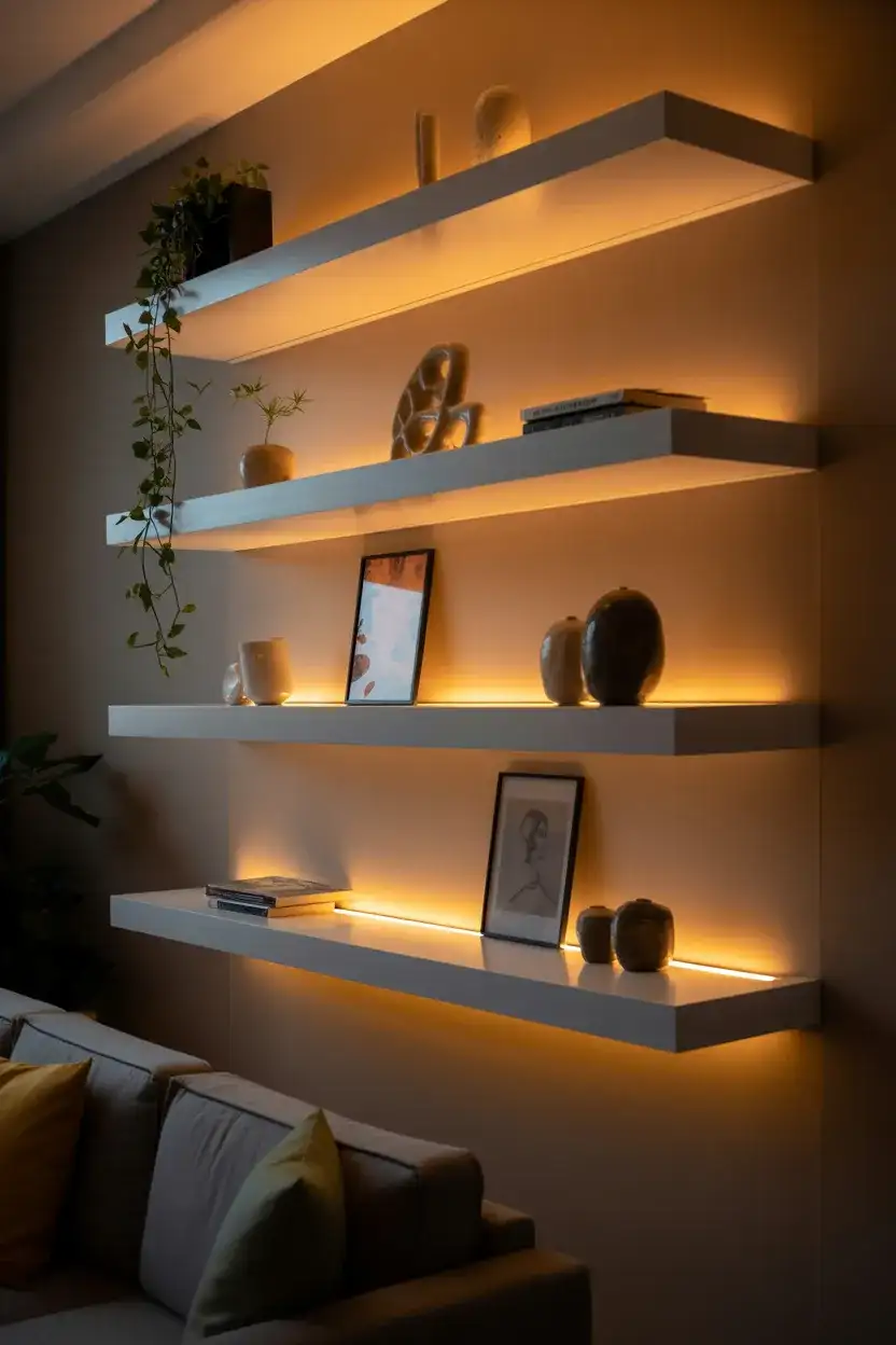 Floating Shelves with Hidden Lighting 1