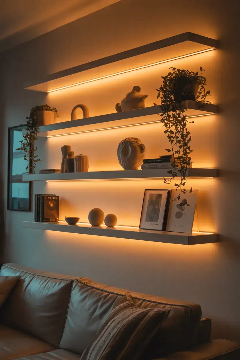 Floating Shelves with Hidden Lighting 2