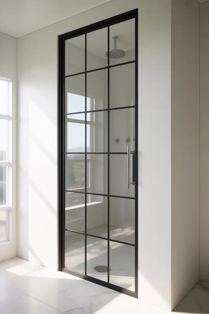 Floor-to-Ceiling Black Frame Door 1