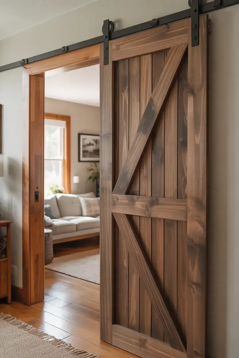 Folding Barn Door for a Living Room Media Wall 2