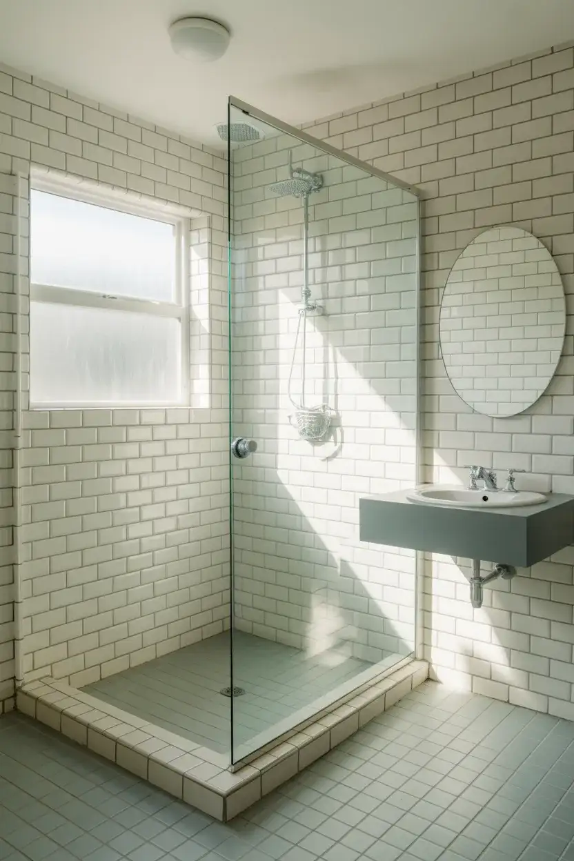 Frameless Glass Box in a Small Full Bathroom 2