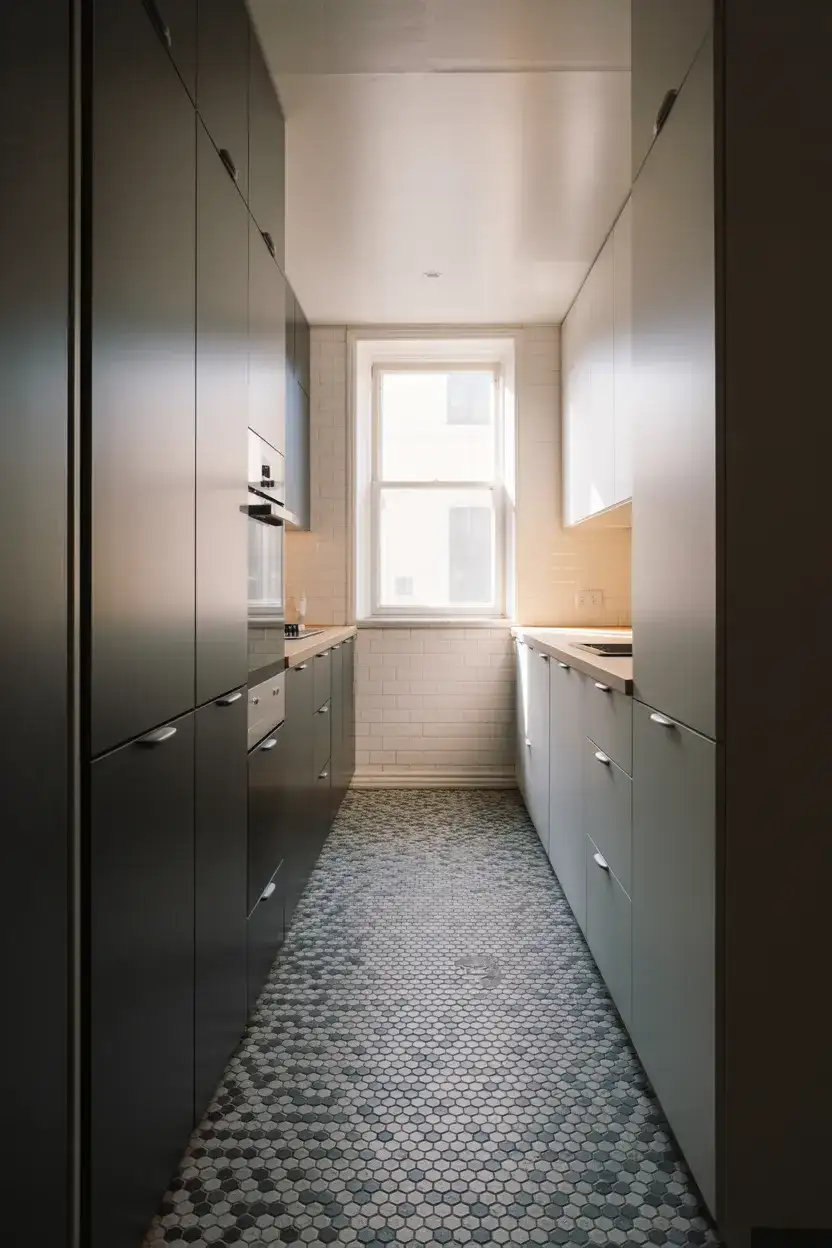 Full Black and White Galley Kitchen Small Space 2