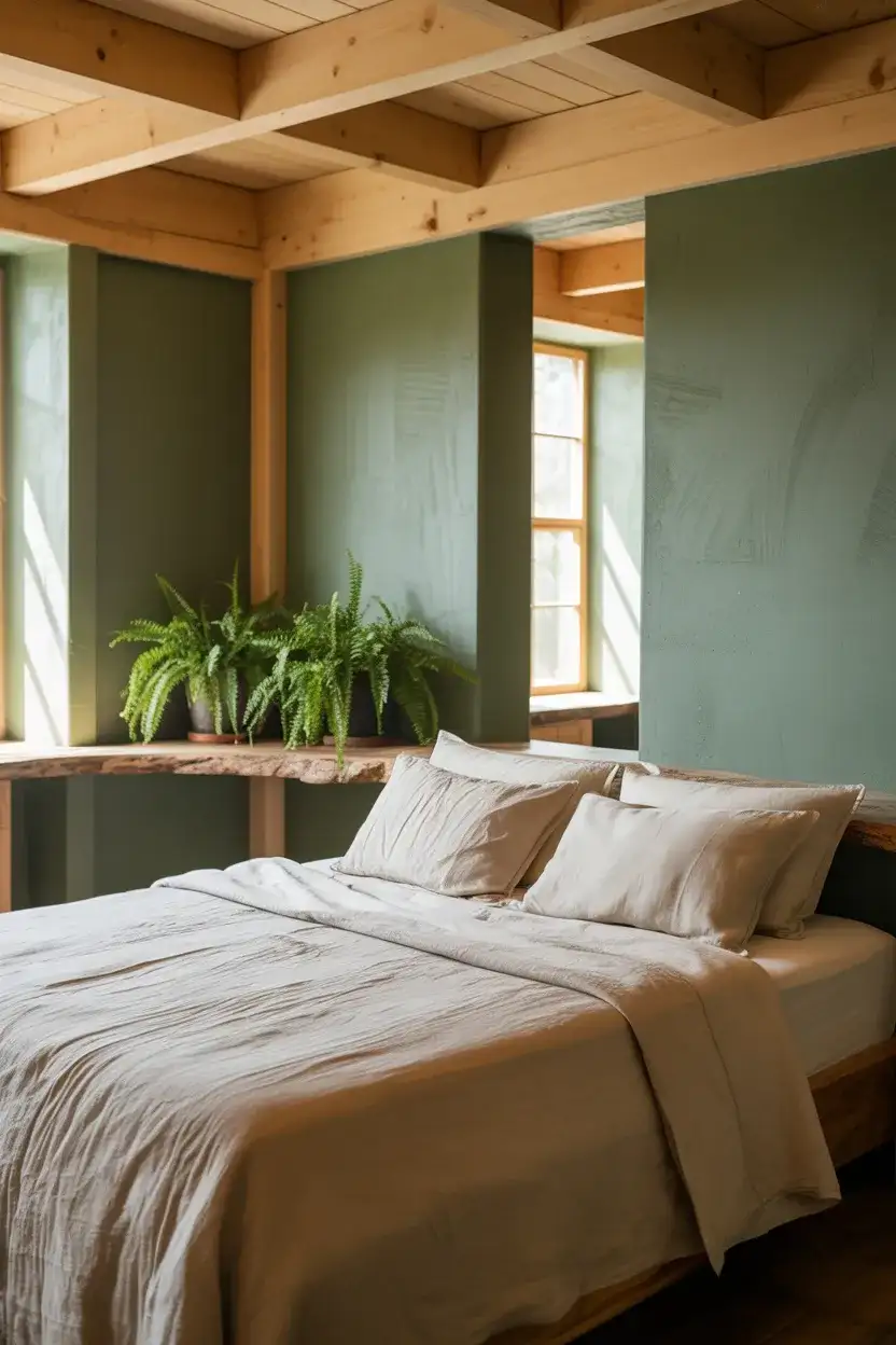 Green Moss and Natural Wood Bedroom 2