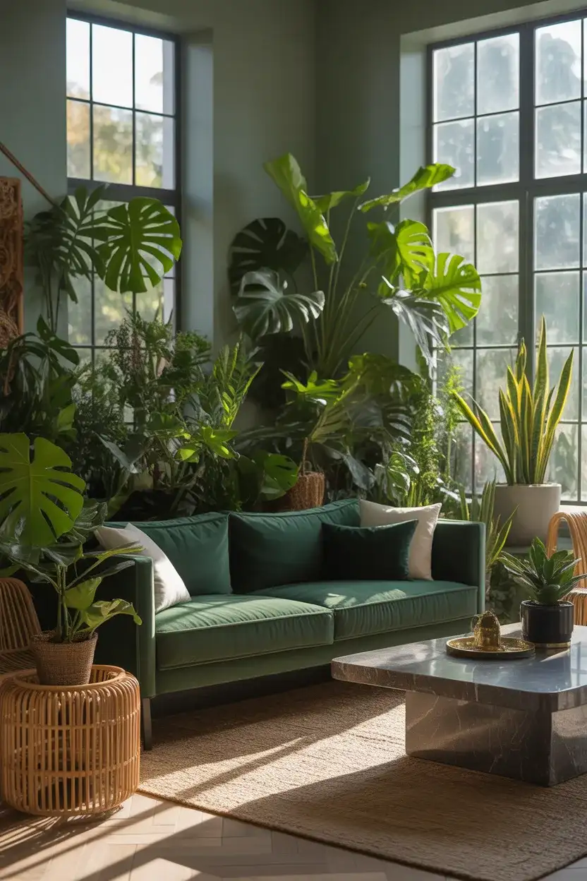 Green and Grey Botanical Living Room 2