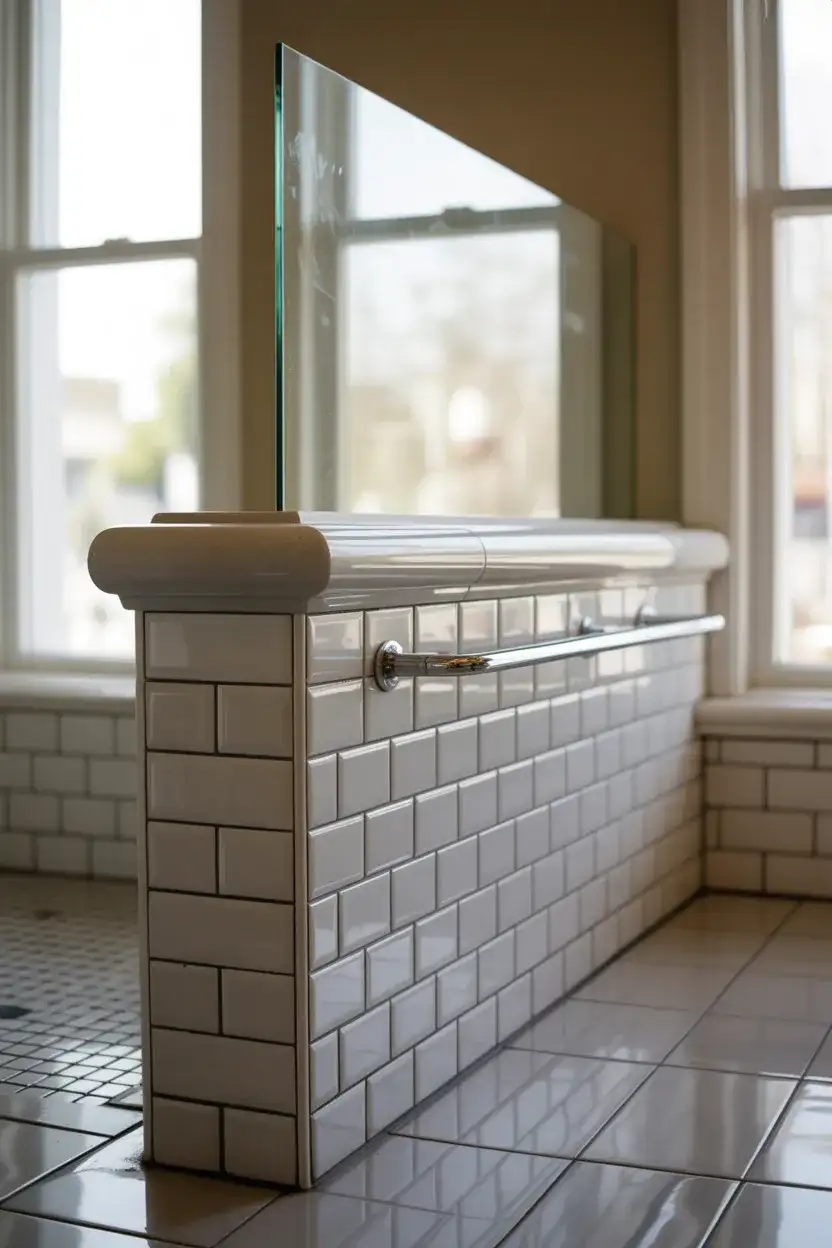 Half-Wall Divider with Tile Cap 1