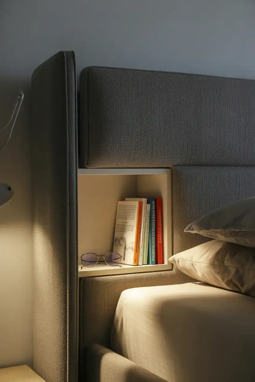 Hidden Storage Behind Headboard Panels 1