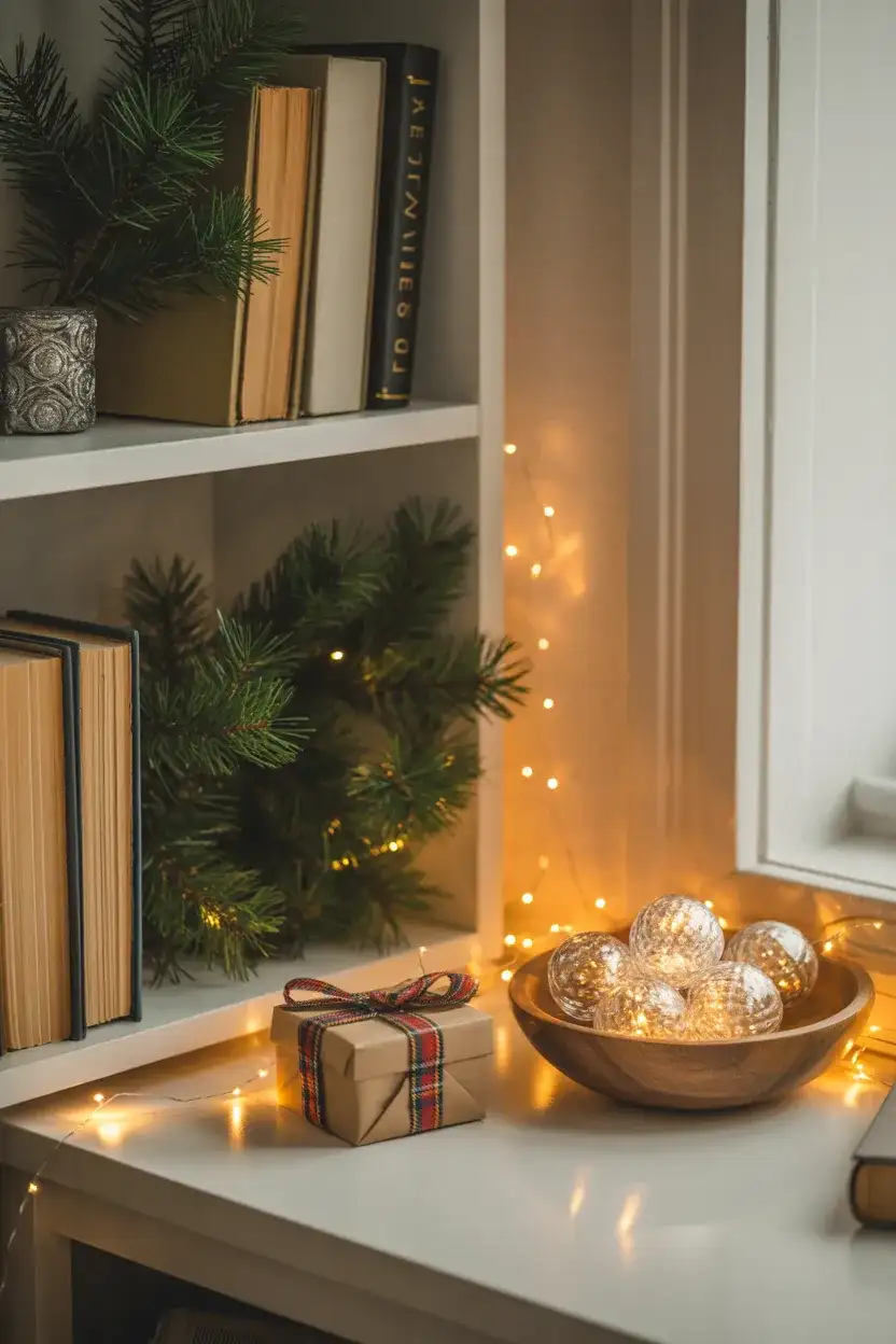 How to Decorate Living Room Shelves for Christmas 1