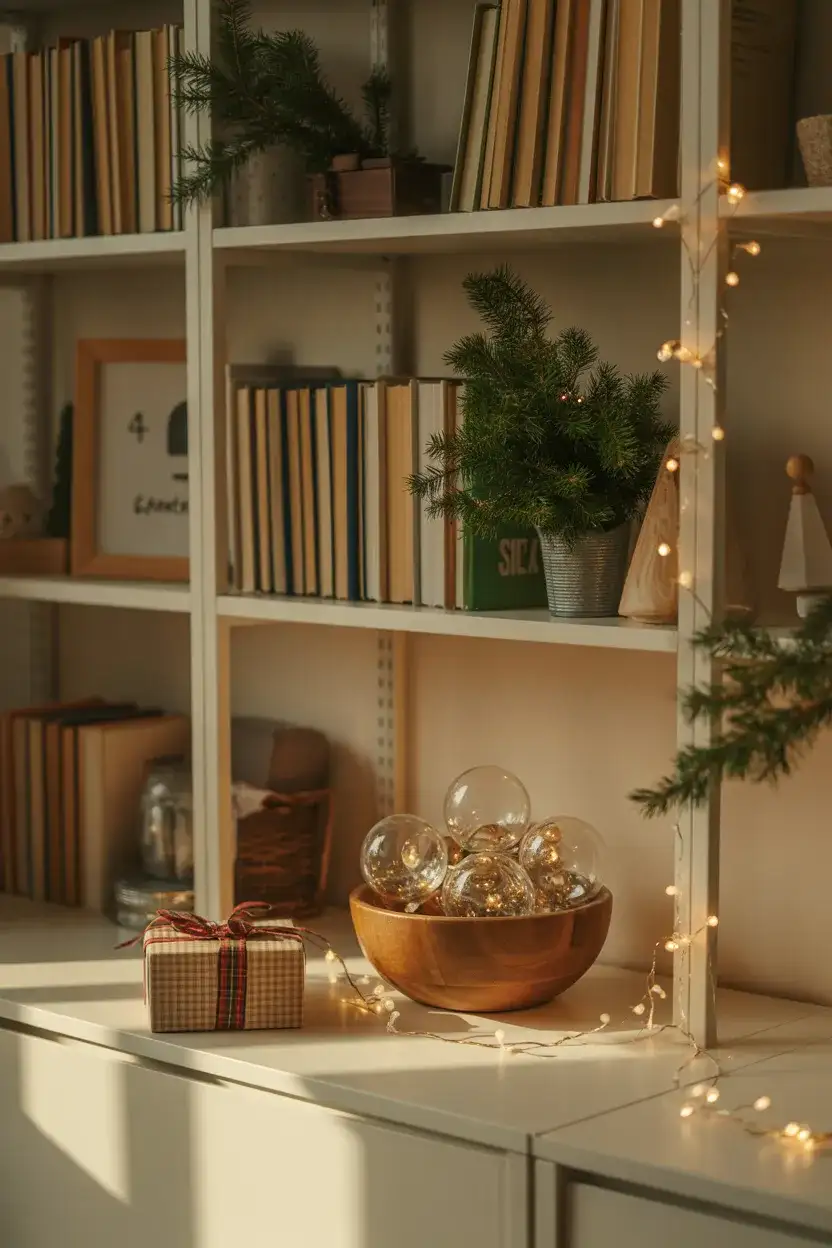 How to Decorate Living Room Shelves for Christmas 2