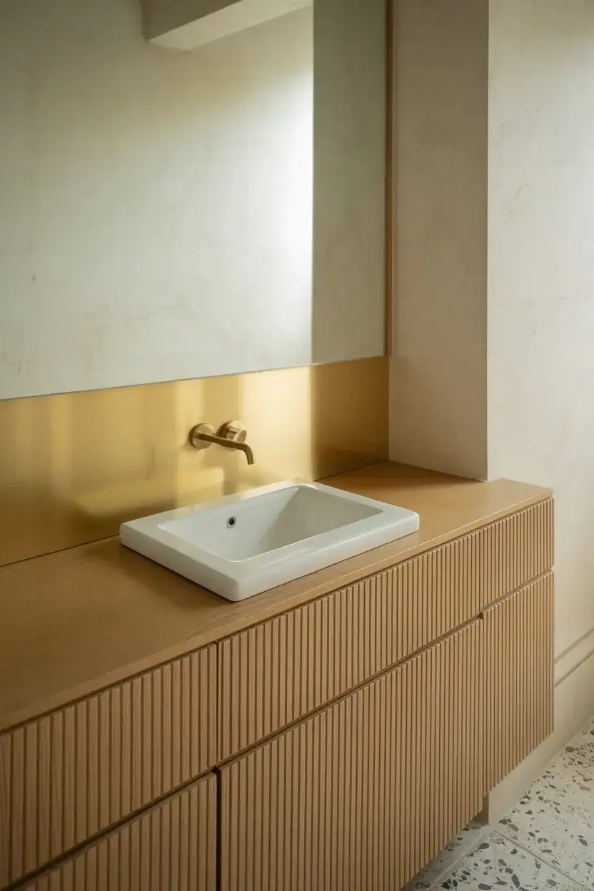 Ideas Half Baths Modern With Fluted Details 1