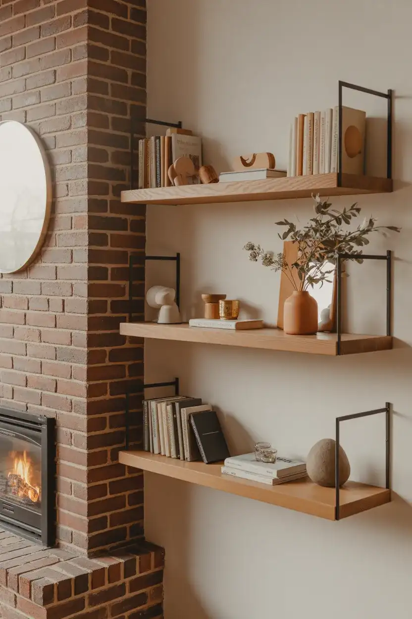 Ideas for Shelves on the Wall Next to a Fireplace 1