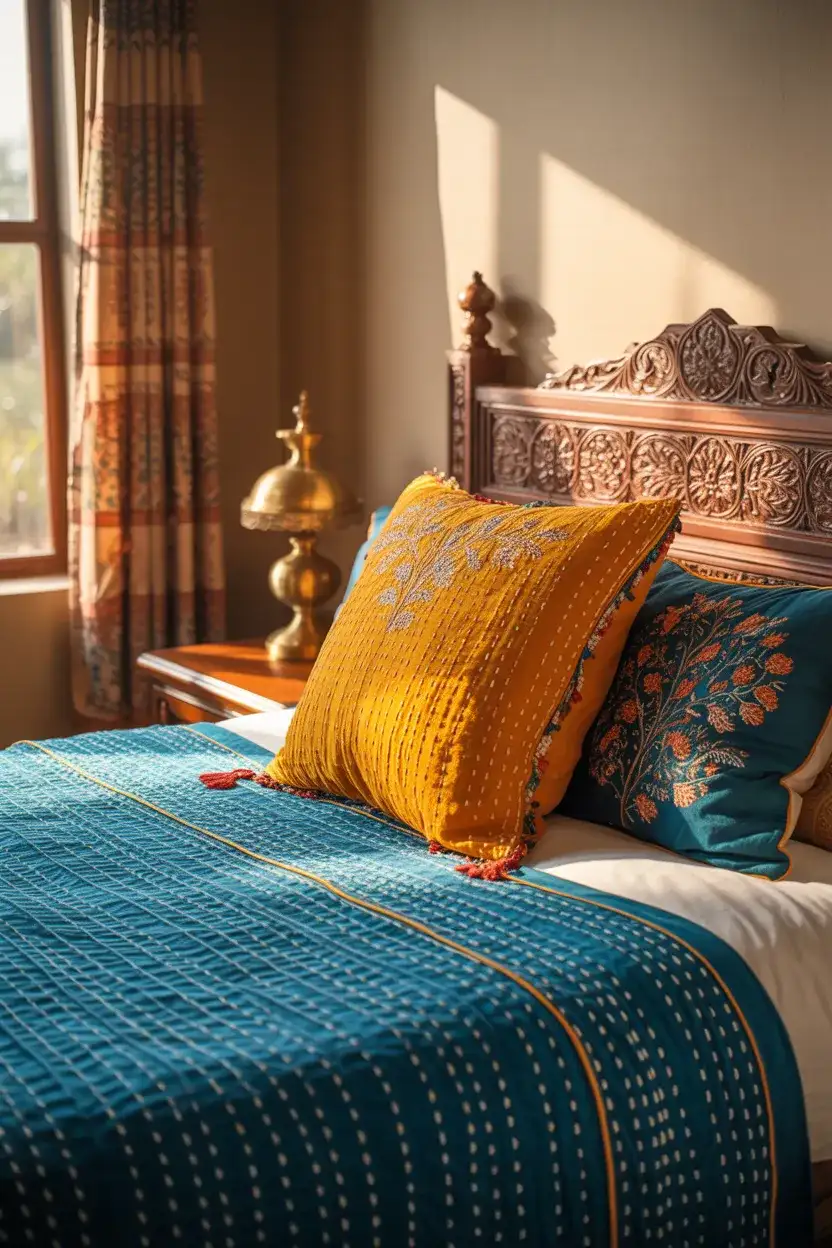 Indian Inspired Bedroom with Rich Textiles and Patterns 2