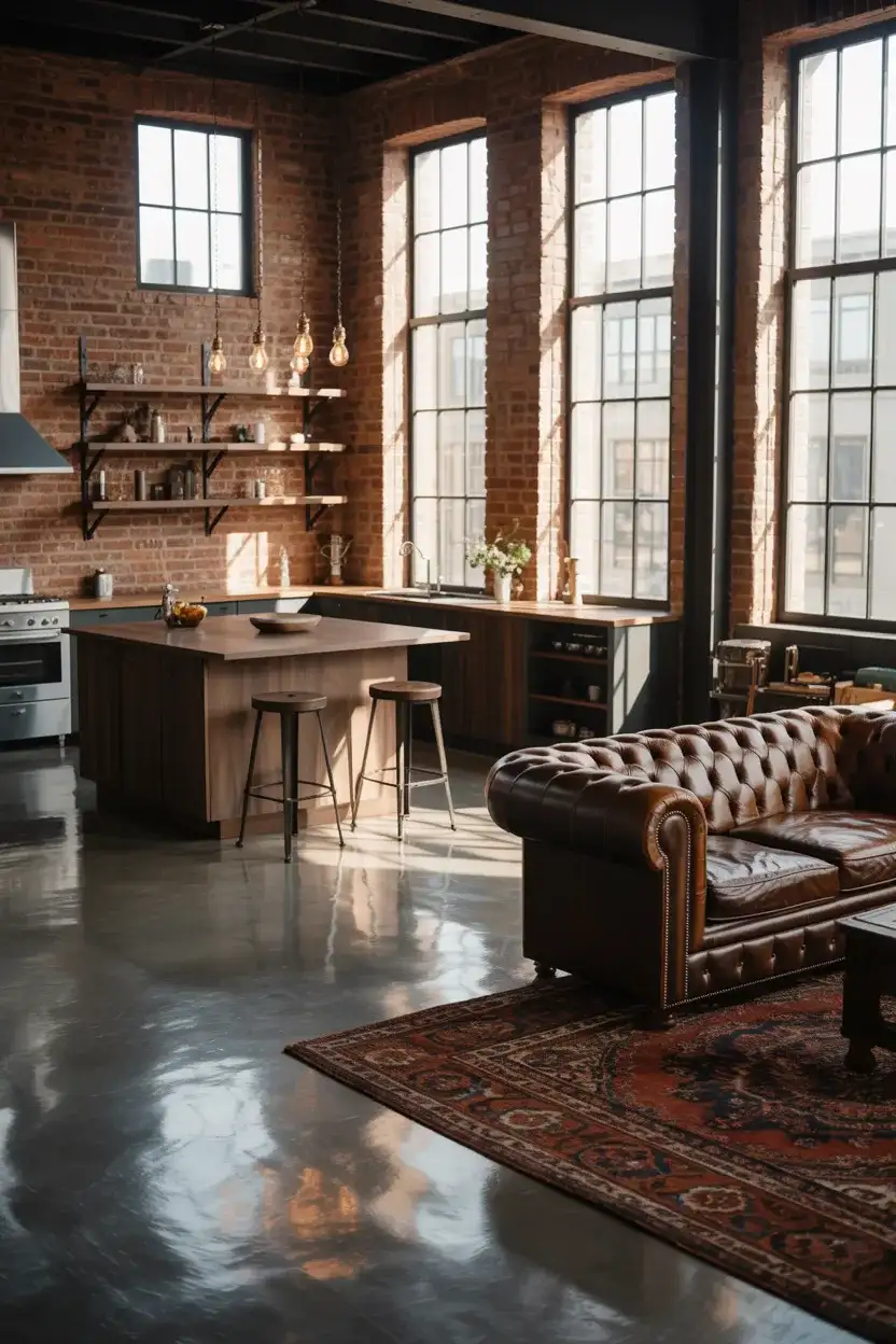 Industrial Loft Kitchen Living Combo 1