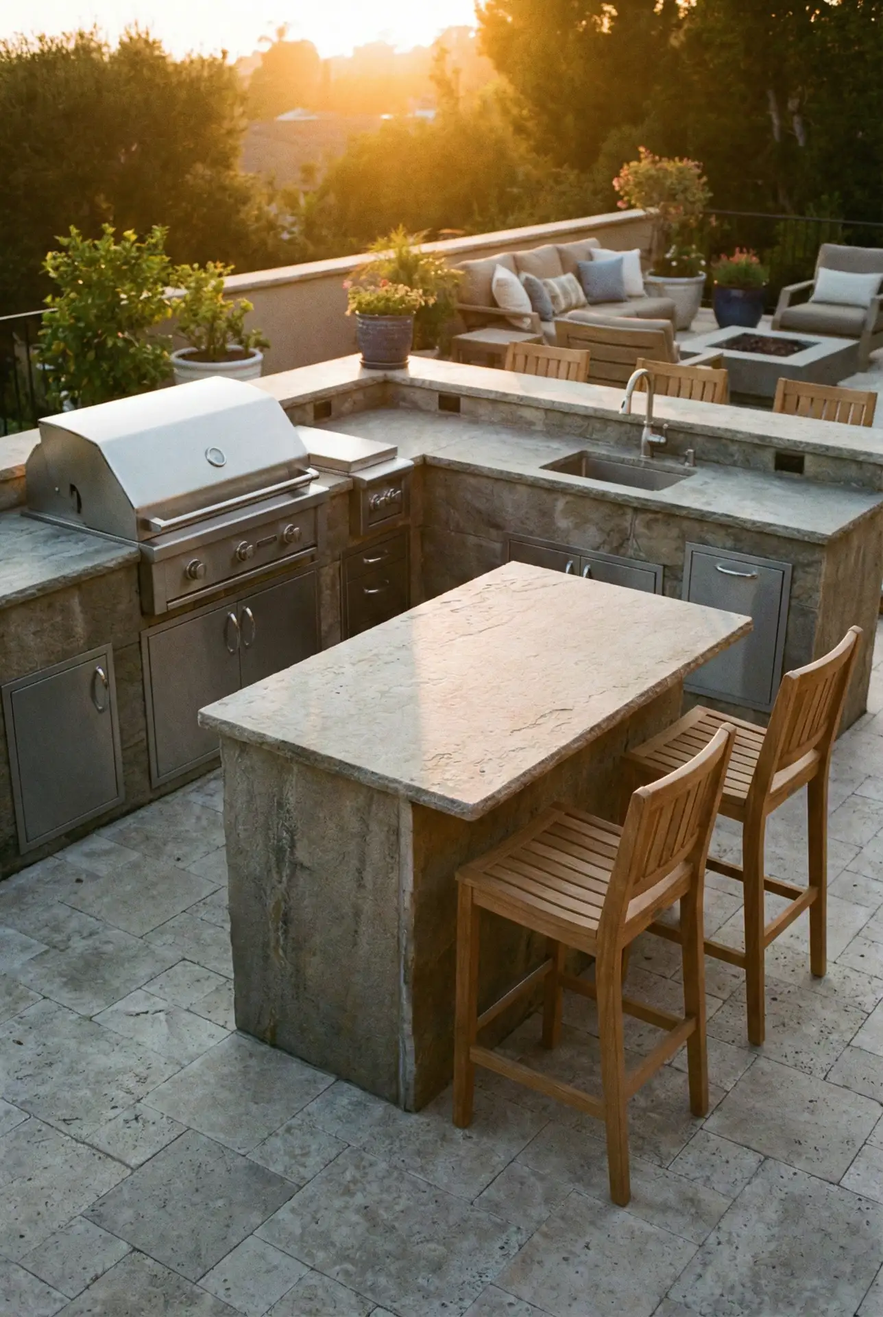 L-Shaped Kitchen with Island Seating 1