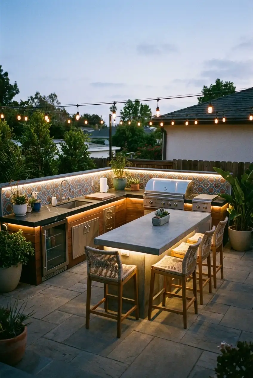 L-Shaped Kitchen with Island Seating 2
