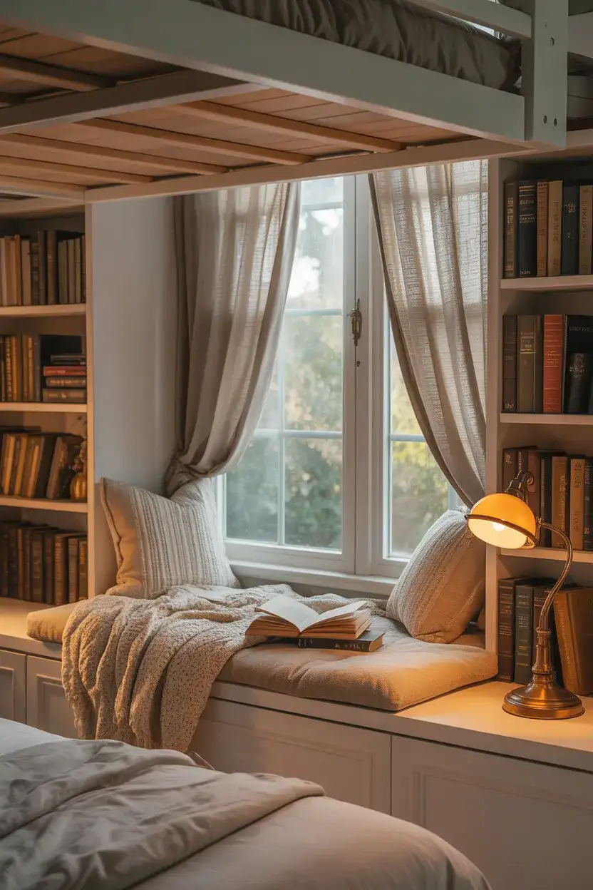 Loft Bed with Reading Nook Below 1