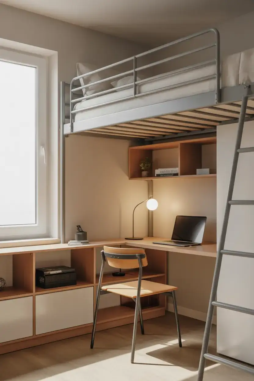 Lofted Bed Over Desk Zone 1