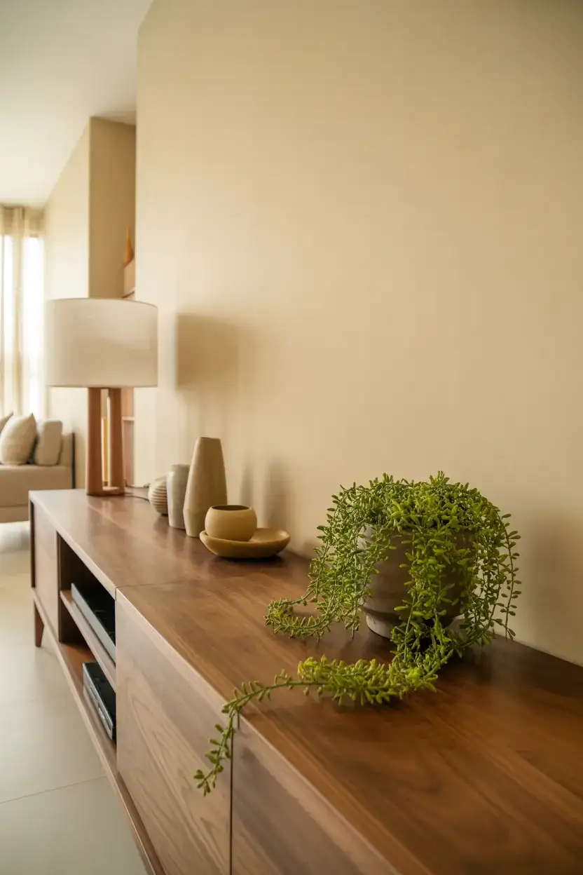 Long Console Stretching Across a Feature Wall 1