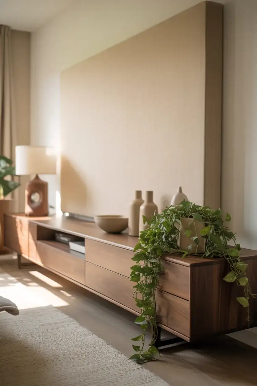 Long Console Stretching Across a Feature Wall 2